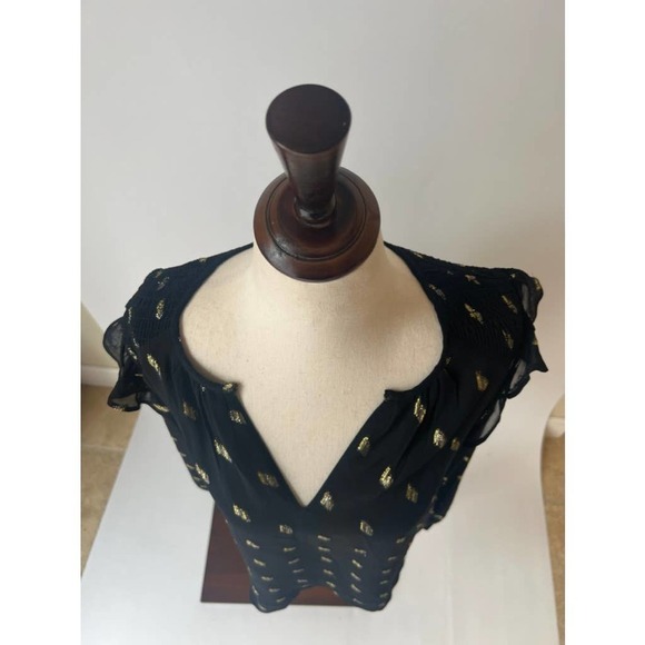 Whistles Metallic Dobby Top in Black and Gold - Picture 9 of 16